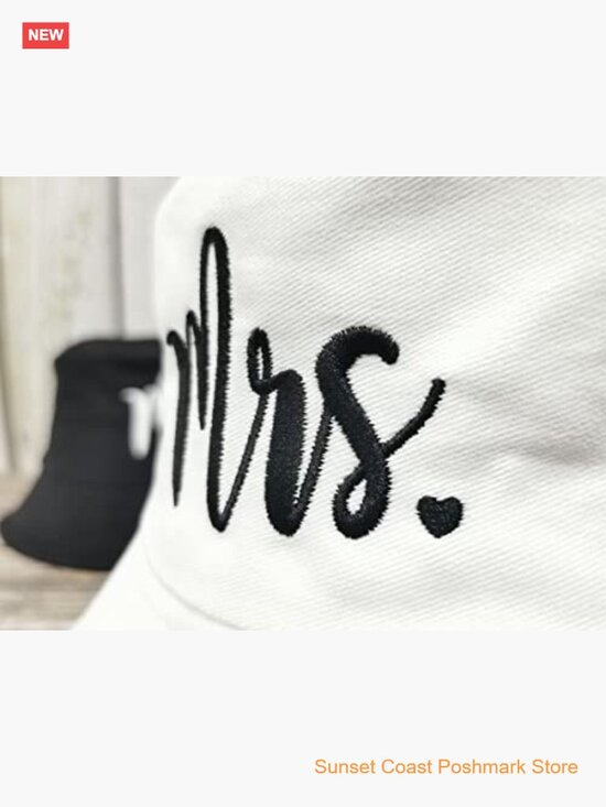 Mr and Mrs Embroidered Bucket Hat Set for Weddings Anniversaries Couples main image 7